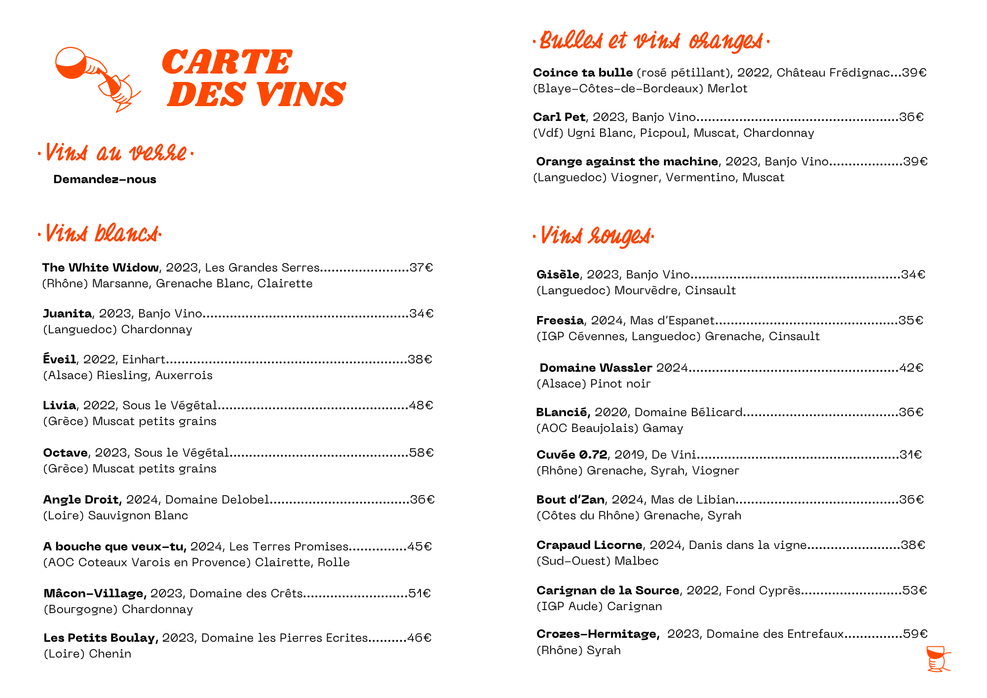 carte vins sornettes paris