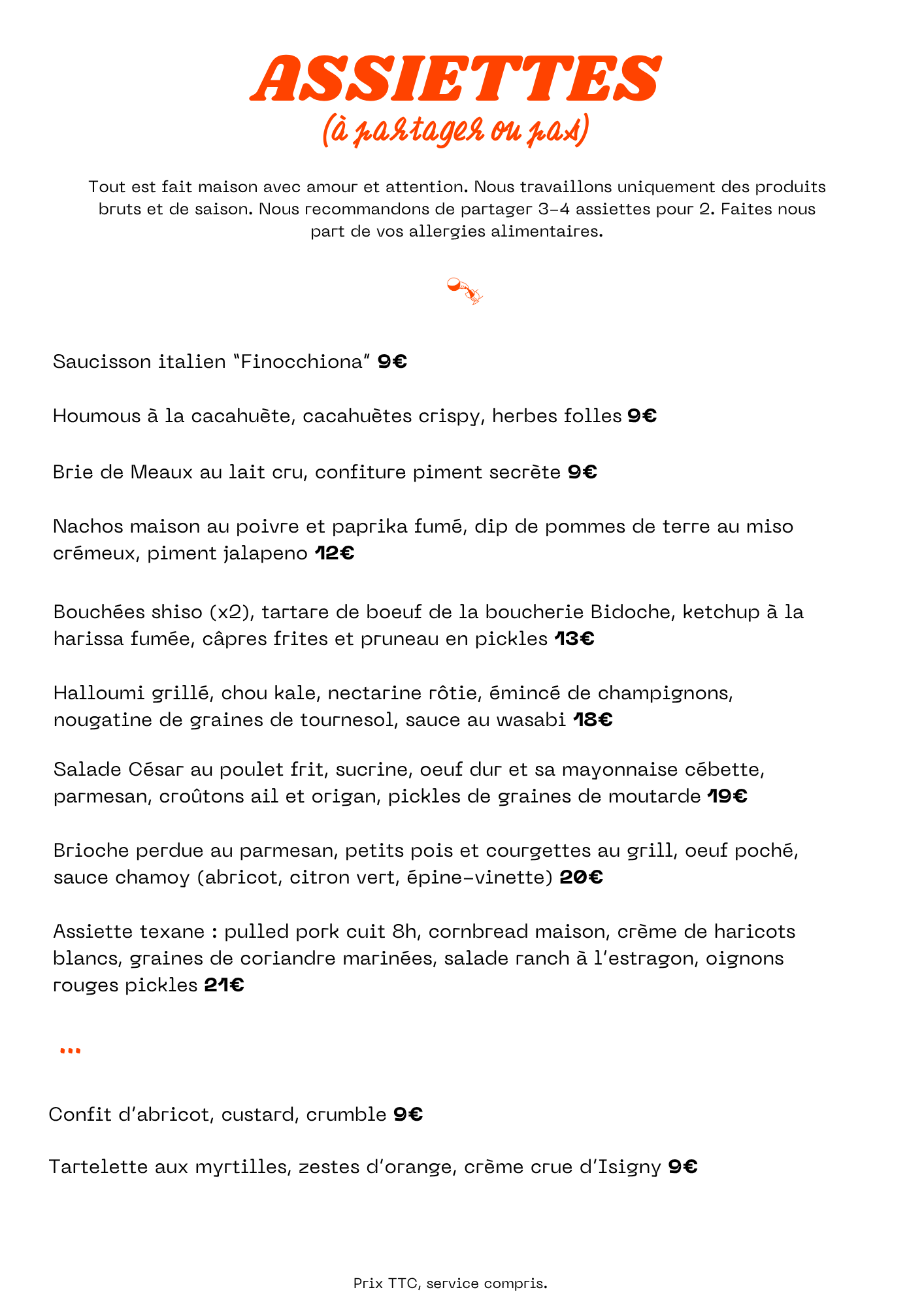 carte soir sornettes 