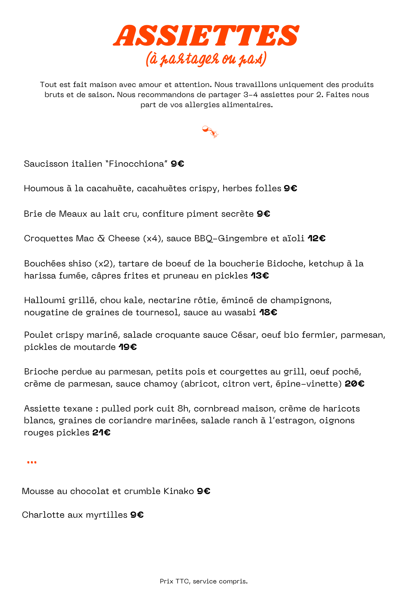 carte soir sornettes 